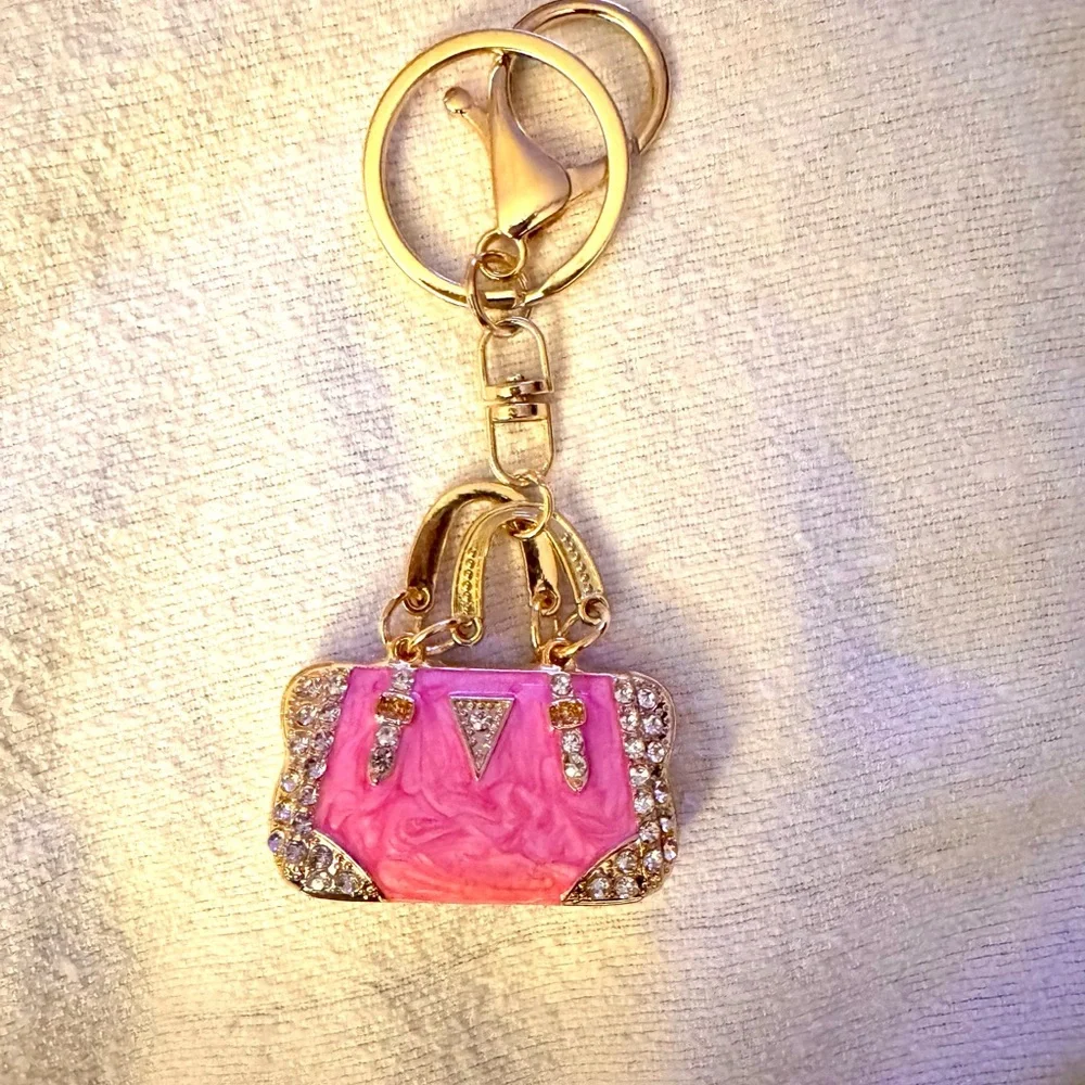 Pink and Gold Handbag Bag Charm - Picture 3 of 3